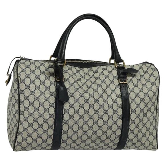 GUCCI GG Supreme Boston Bag Pvc Navy Gold - Picture 1 of 16